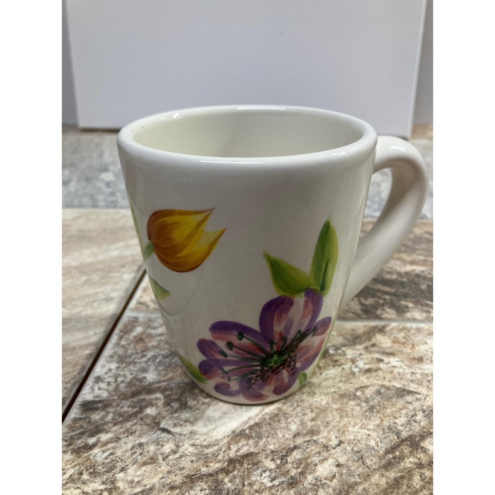 Tabletops Lifestyles Spring Floral Hand Painted Ceramic Coffee Mug Tulip Flower